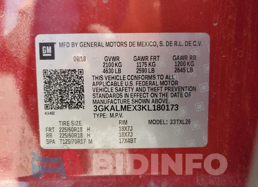 3GKALMEX3KL180173 Photo# 14