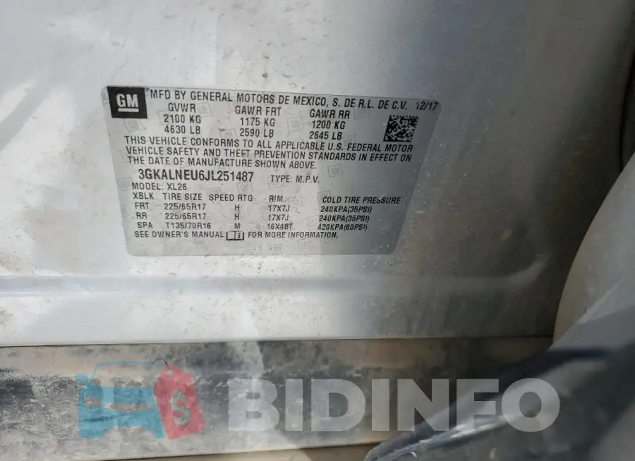 3GKALNEU6JL251487 Photo# 12