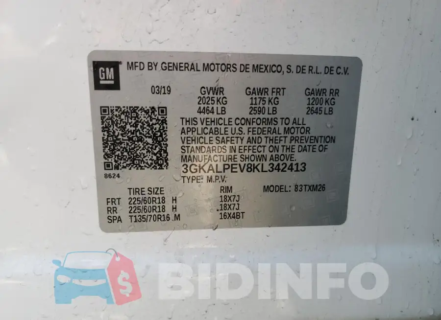 3GKALPEV8KL342413 Photo# 13