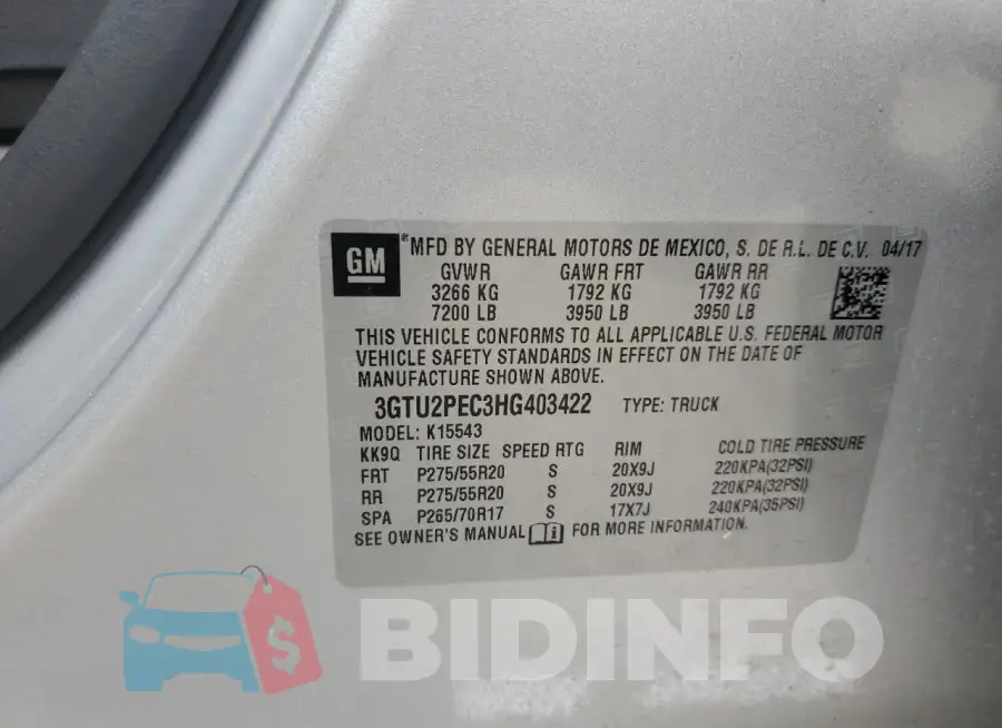 3GTU2PEC3HG403422 Photo# 12