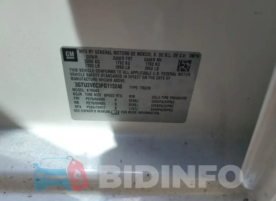 3GTU2VEC3FG113246 Photo# 13