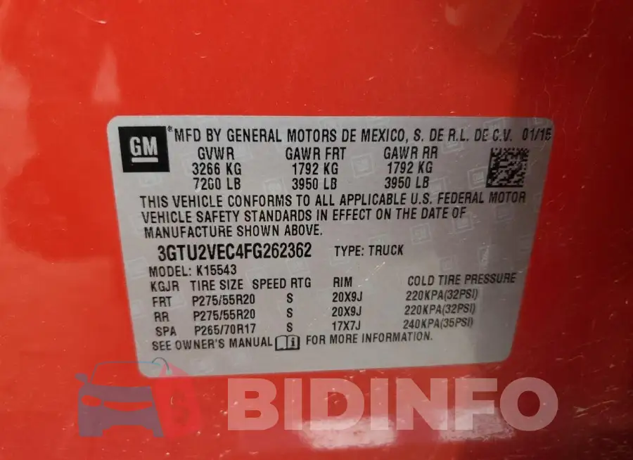 3GTU2VEC4FG262362 Photo# 12