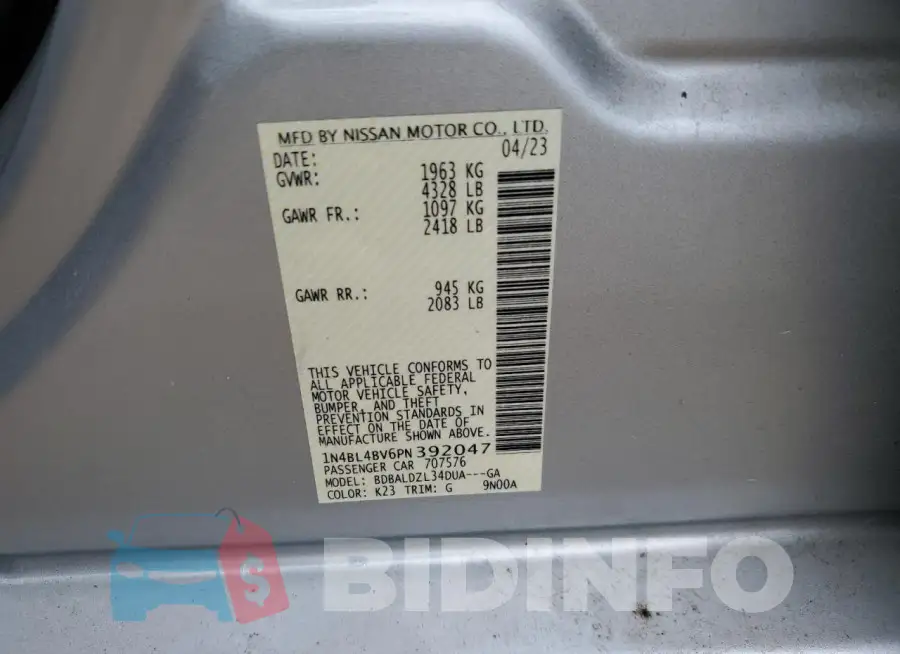 1N4BL4BV6PN392047 Photo# 12