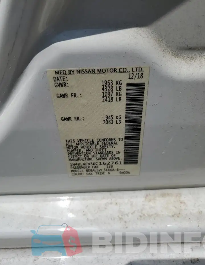 1N4BL4CV3KC162761 Photo# 12