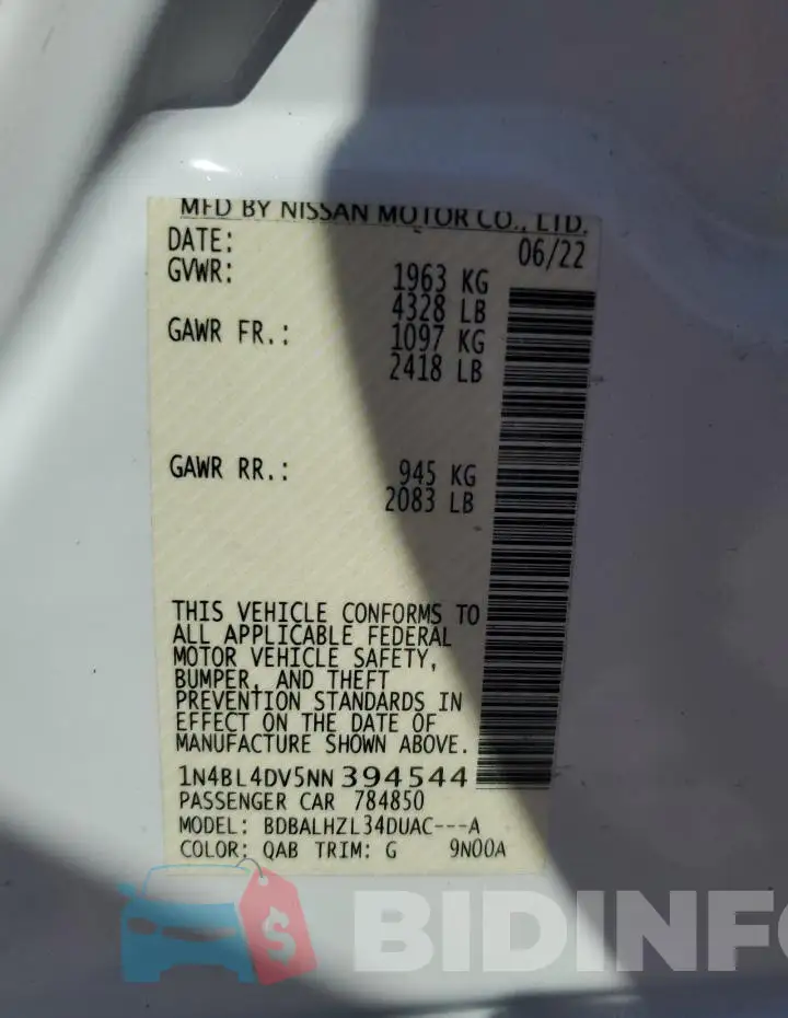 1N4BL4DV5NN394544 Photo# 13