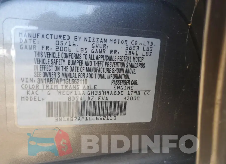 3N1AB7AP1GL662110 Photo# 13