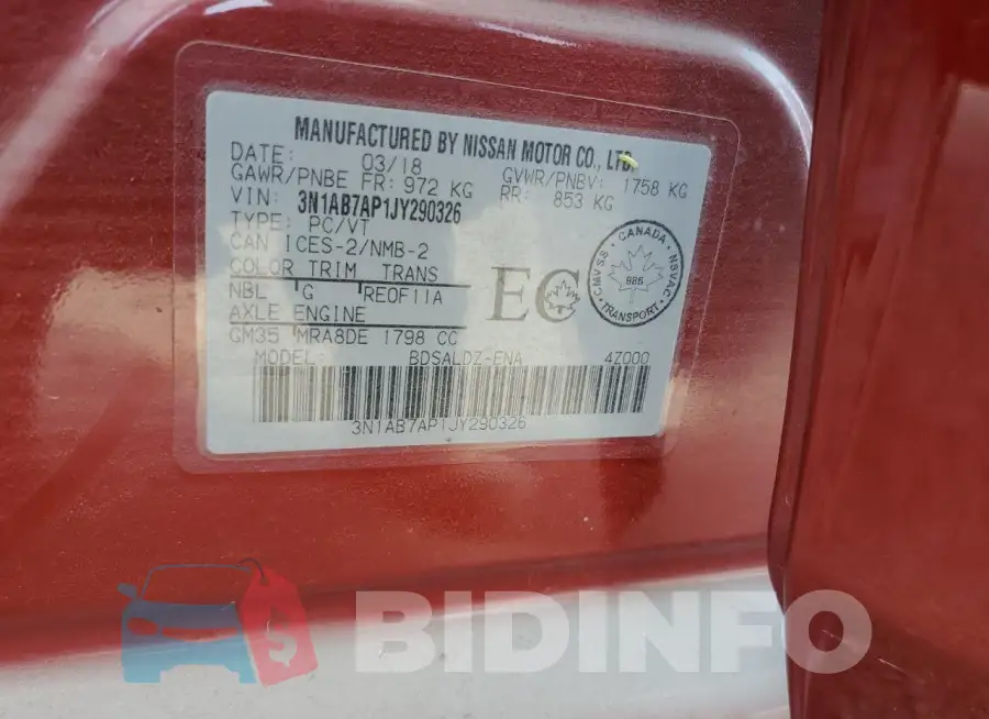 3N1AB7AP1JY290326 Photo# 12