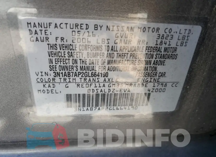 3N1AB7AP2GL664190 Photo# 12