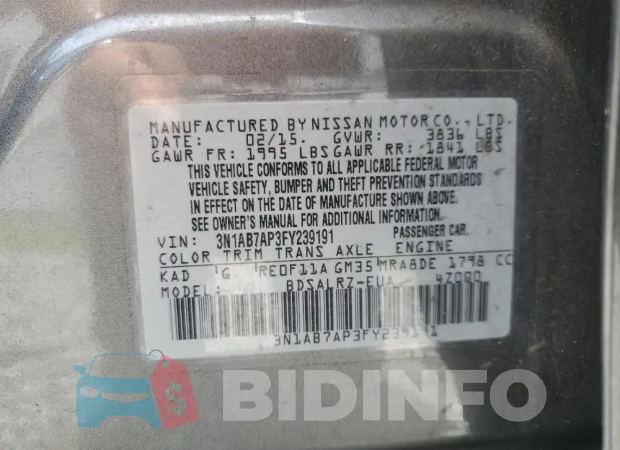 3N1AB7AP3FY239191 Photo# 13