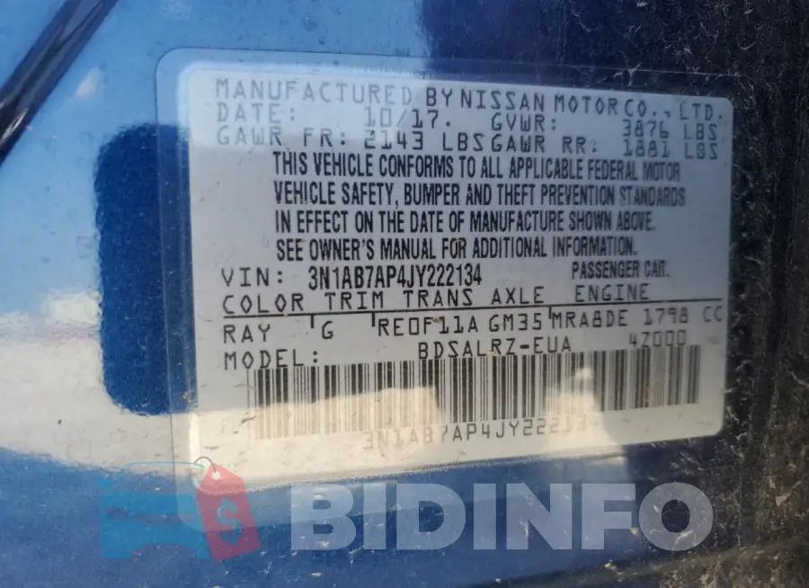 3N1AB7AP4JY222134 Photo# 12