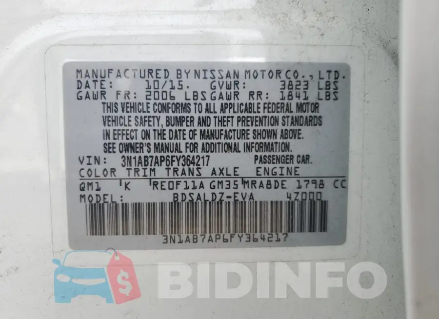 3N1AB7AP6FY364217 Photo# 13
