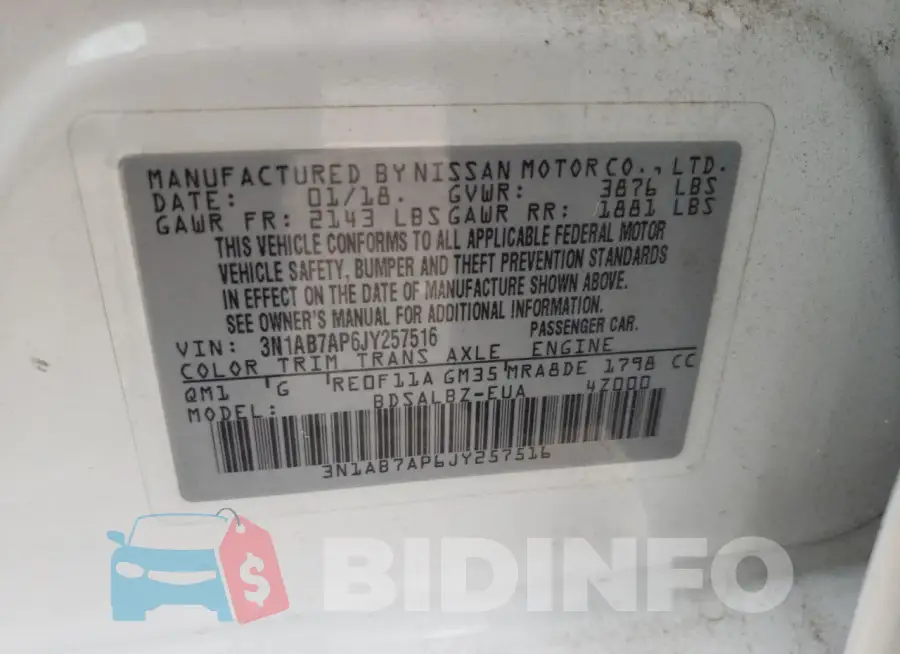 3N1AB7AP6JY257516 Photo# 13