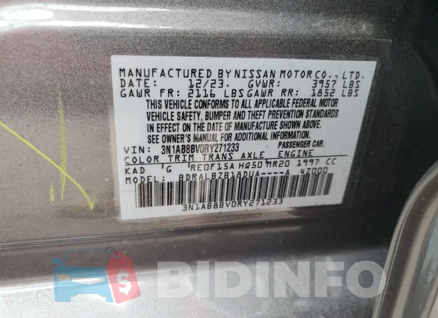 3N1AB8BV0RY271233 Photo# 12