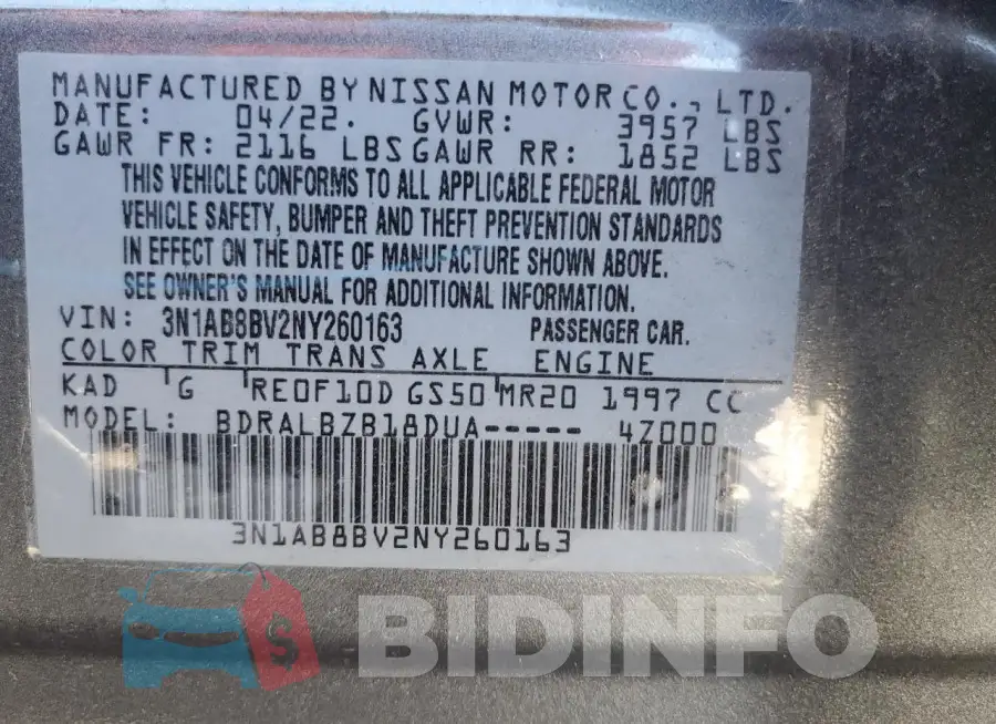 3N1AB8BV2NY260163 Photo# 13