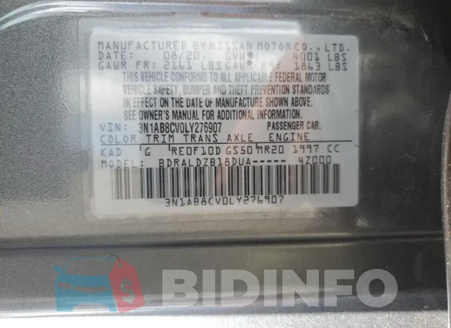 3N1AB8CV0LY276907 Photo# 12