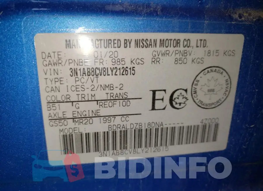 3N1AB8CV8LY212615 Photo# 13
