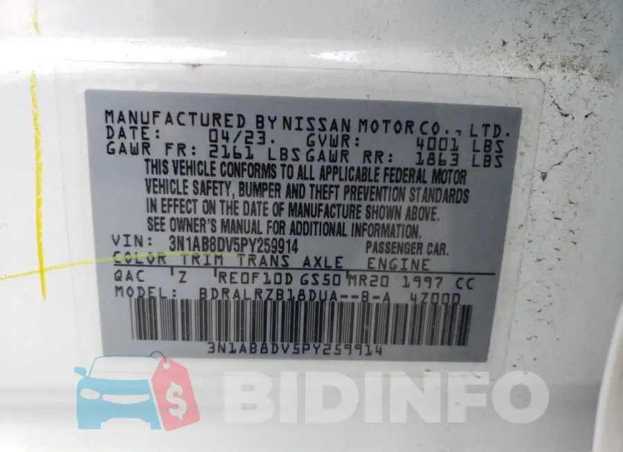 3N1AB8DV5PY259914 Photo# 13