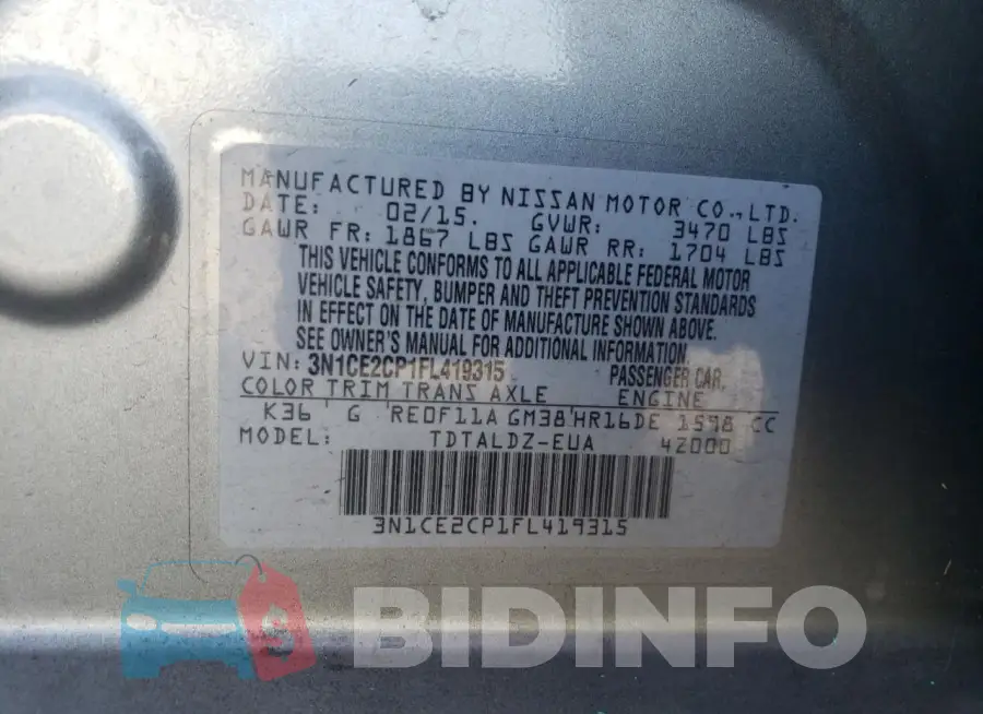 3N1CE2CP1FL419315 Photo# 13