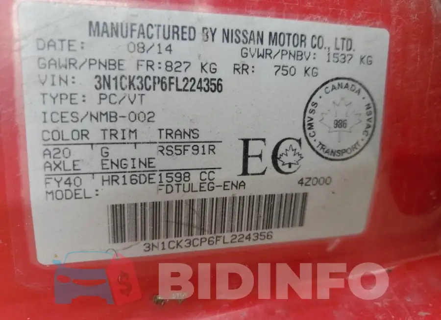 3N1CK3CP6FL224356 Photo# 13