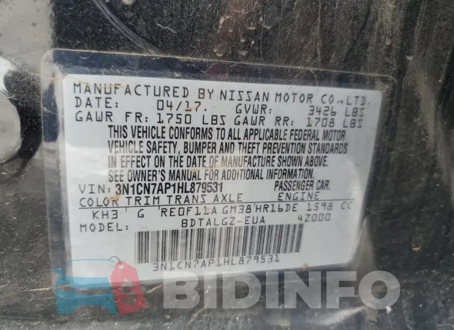 3N1CN7AP1HL879531 Photo# 12