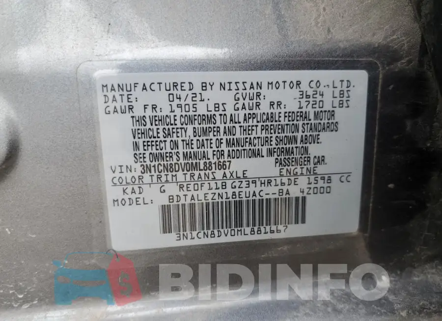 3N1CN8DV0ML881667 Photo# 12