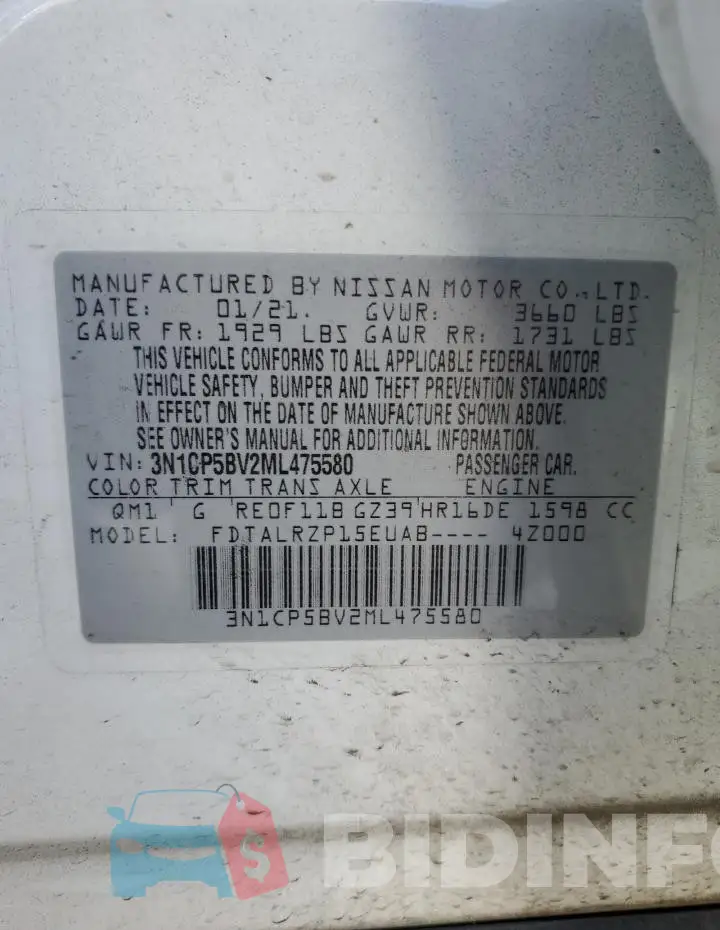 3N1CP5BV2ML475580 Photo# 13