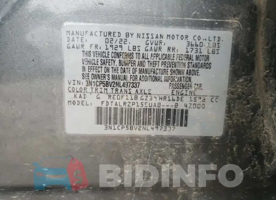 3N1CP5BV2NL497337 Photo# 13