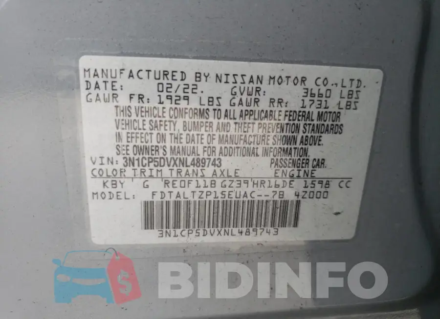 3N1CP5DVXNL489743 Photo# 13