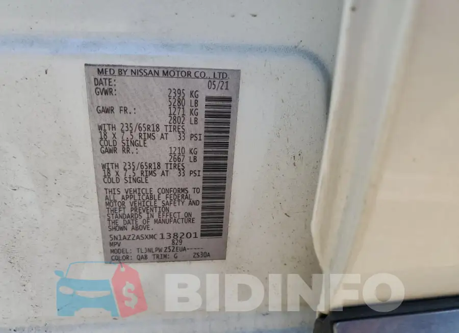 5N1AZ2ASXMC138201 Photo# 13