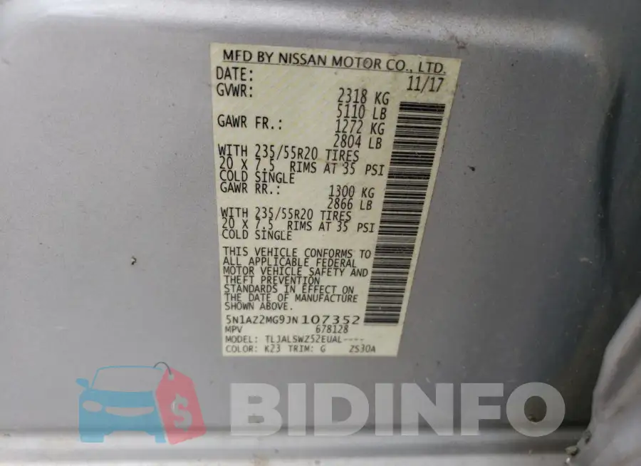 5N1AZ2MG9JN107352 Photo# 14