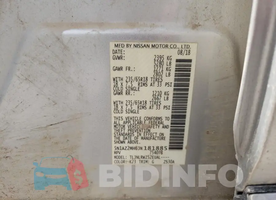 5N1AZ2MH6JN181885 Photo# 12