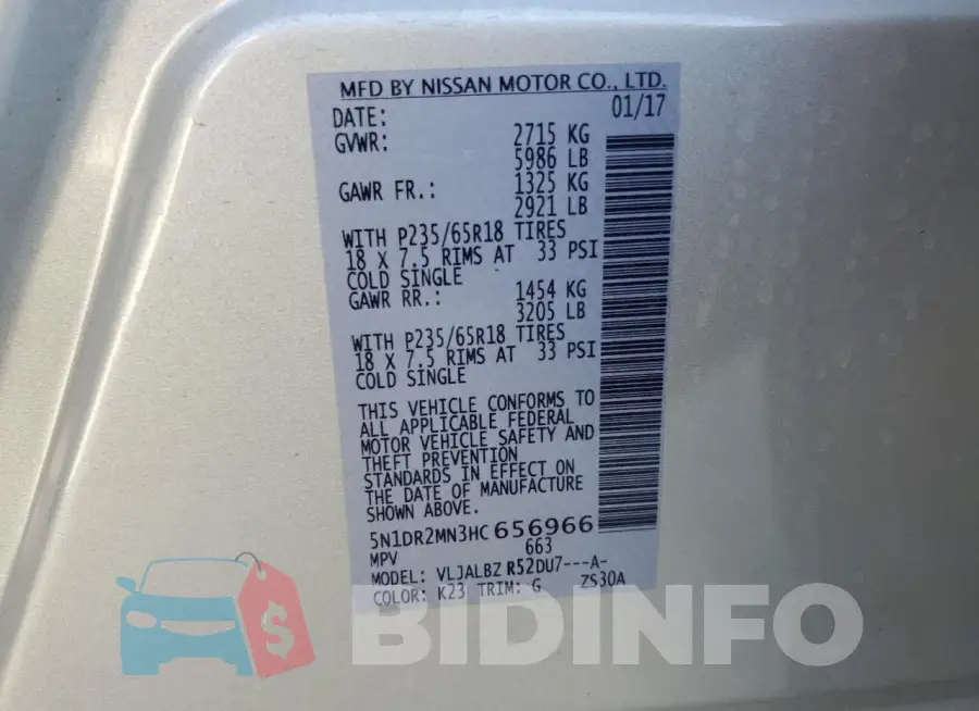 5N1DR2MN3HC656966 Photo# 13
