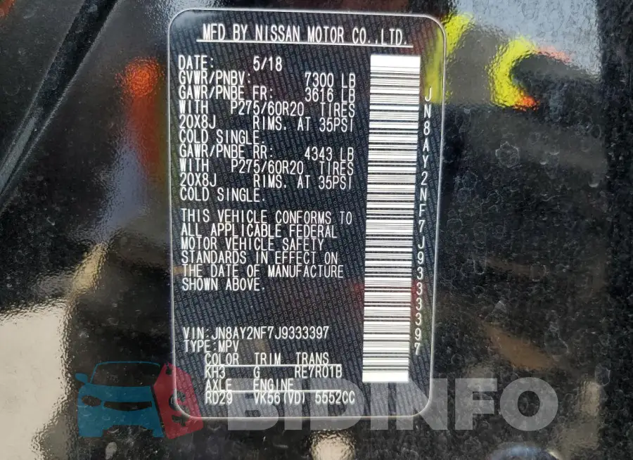 JN8AY2NF7J9333397 Photo# 13