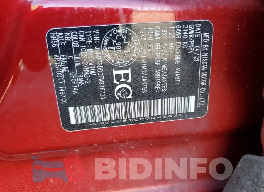 JN8BT3DD0PW316721 Photo# 12