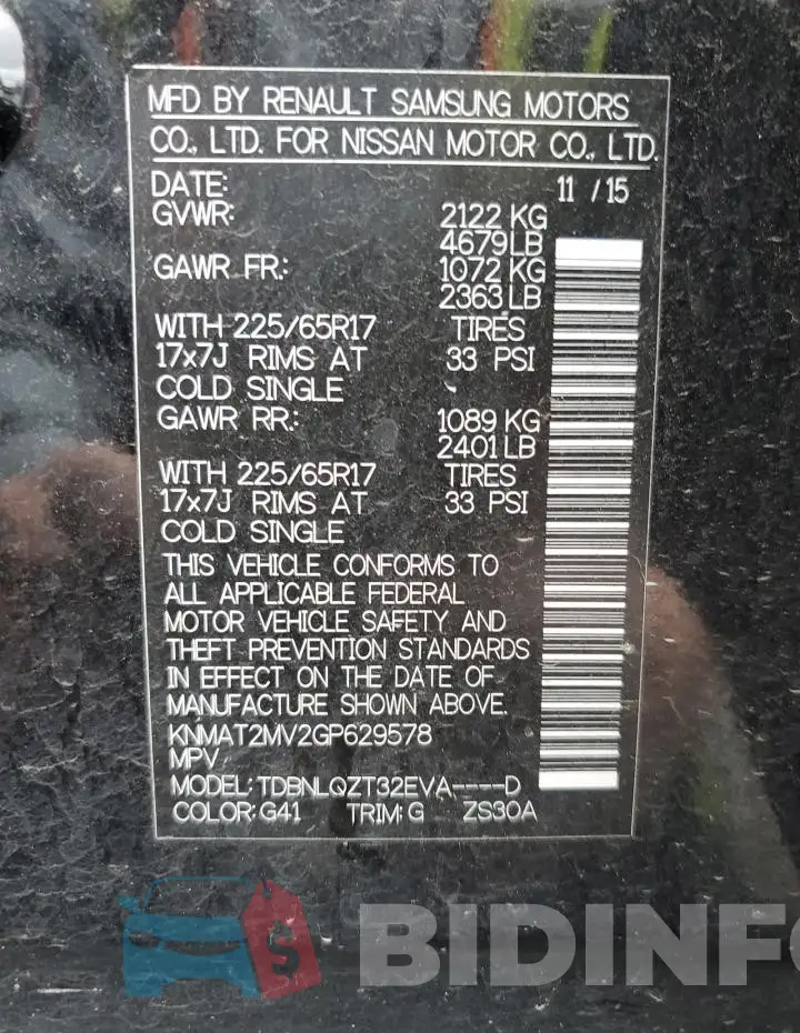 KNMAT2MV2GP629578 Photo# 13