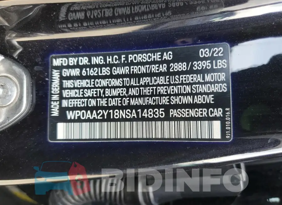 WP0AA2Y18NSA14835 Photo# 12