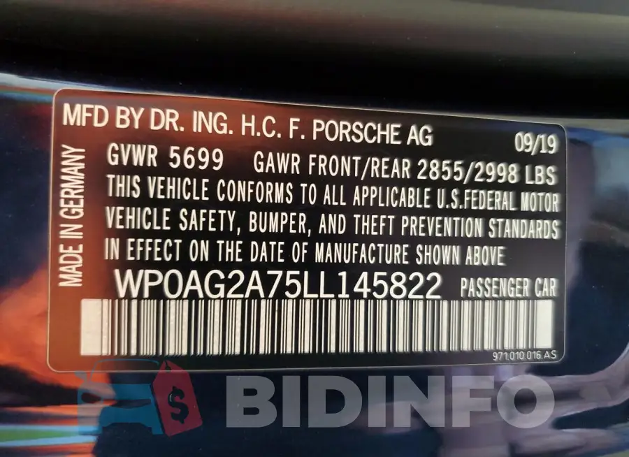 WP0AG2A75LL145822 Photo# 12
