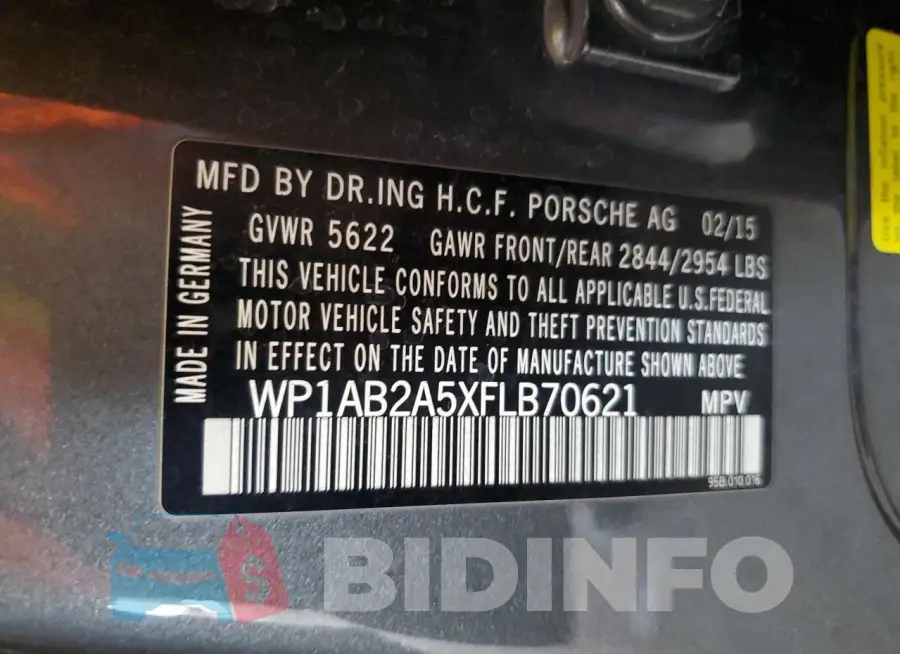 WP1AB2A5XFLB70621 Photo# 12
