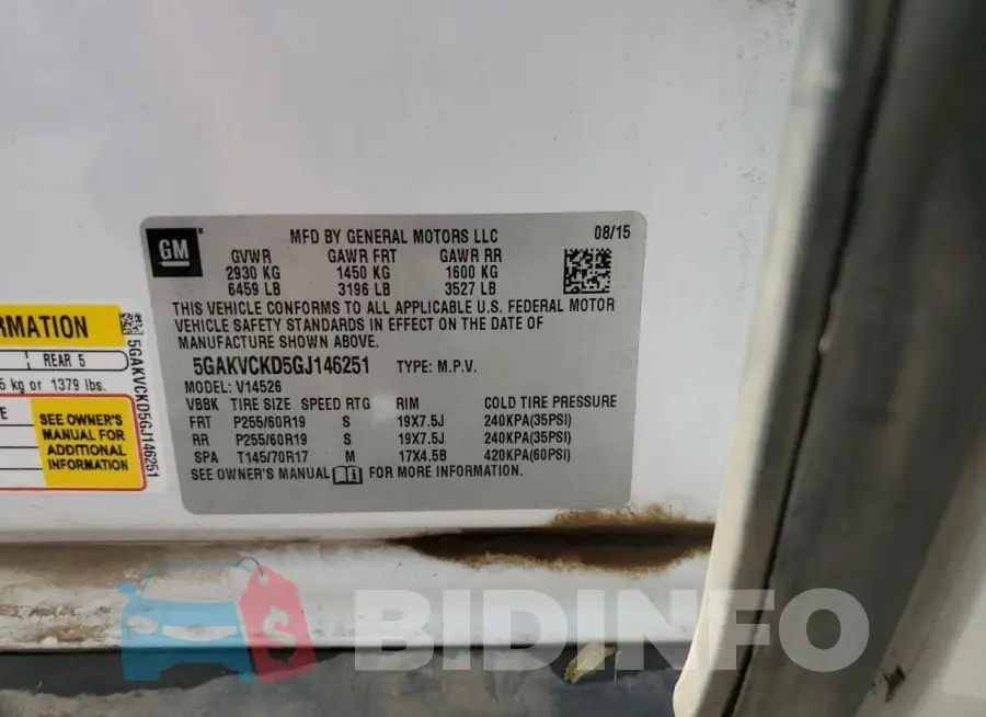 5GAKVCKD5GJ146251 Photo# 14