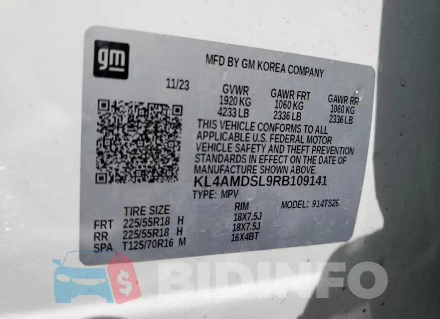KL4AMDSL9RB109141 Photo# 12