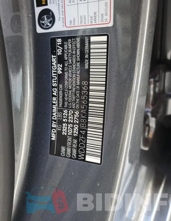 WDDZF4JB8KA565368 Photo# 12