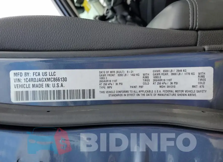 1C4RDJAGXMC866130 Photo# 13