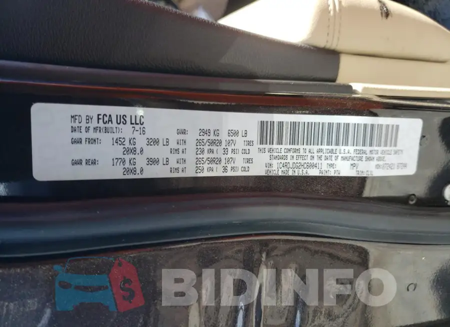 1C4RDJDG2HC600411 Photo# 14