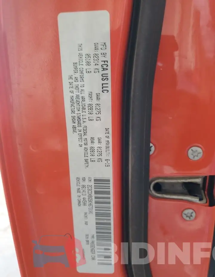 2C3CDXBG5KH673101 Photo# 12