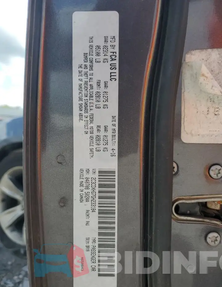 2C3CDXHG7GH233184 Photo# 12