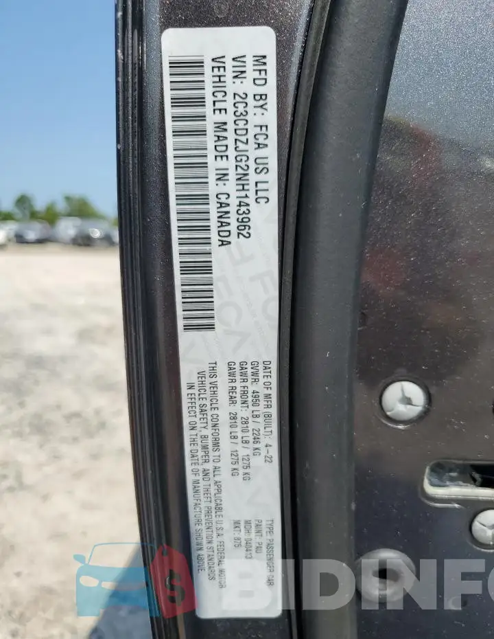 2C3CDZJG2NH143962 Photo# 13