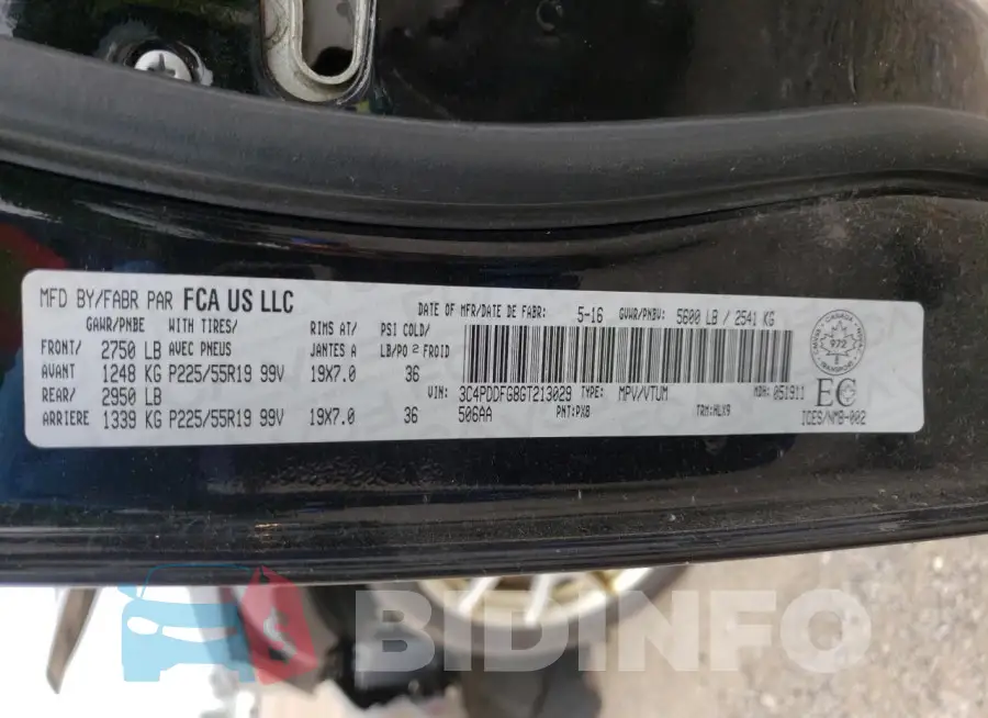 3C4PDDFG8GT213029 Photo# 13