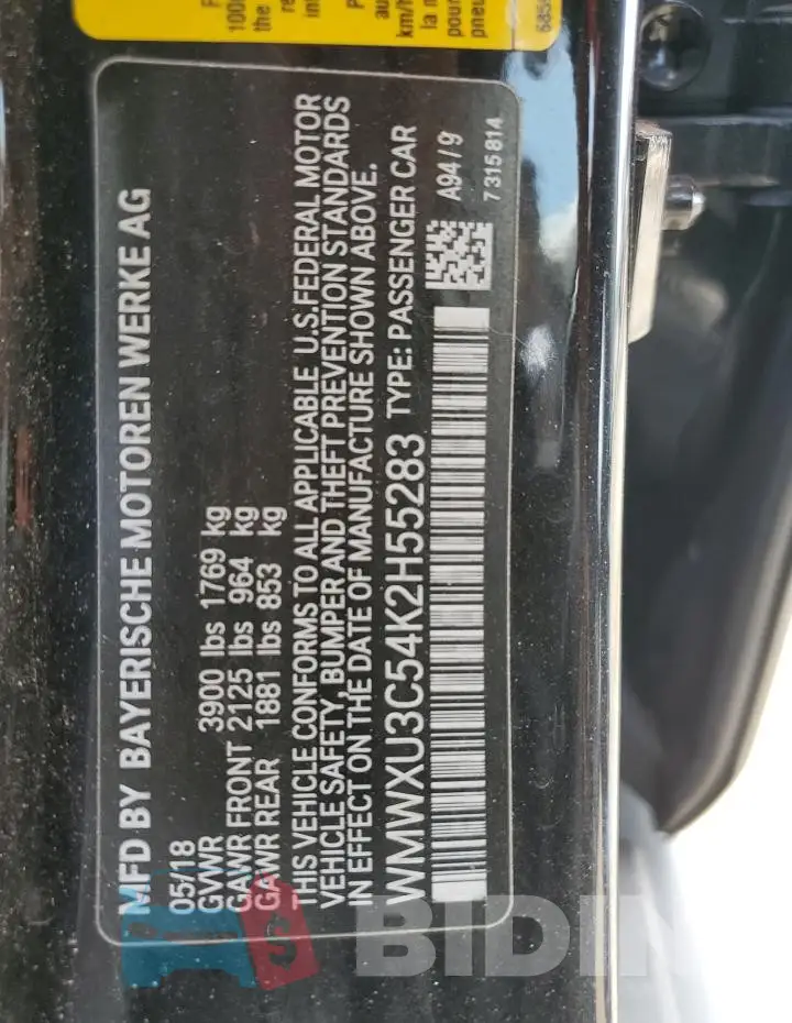 WMWXU3C54K2H55283 Photo# 12