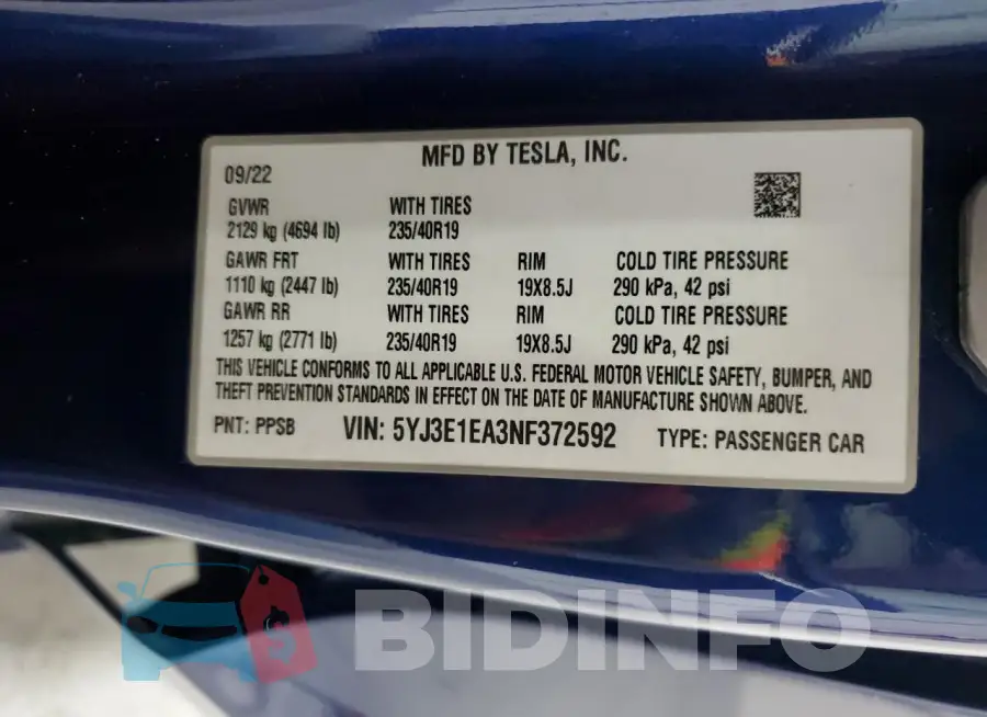 5YJ3E1EA3NF372592 Photo# 12