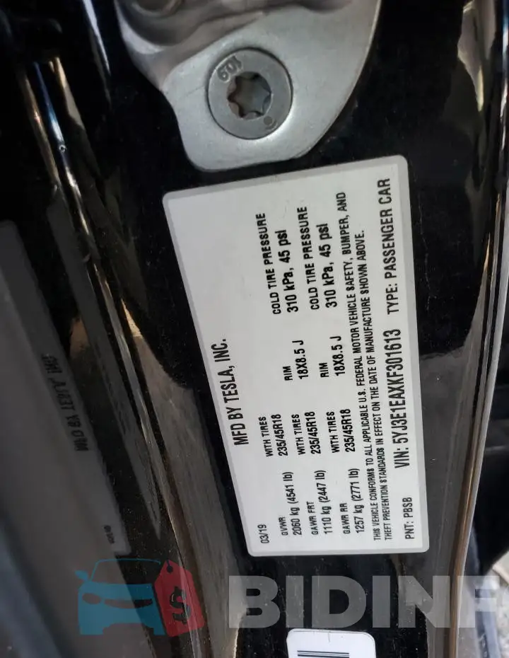 5YJ3E1EAXKF301613 Photo# 14